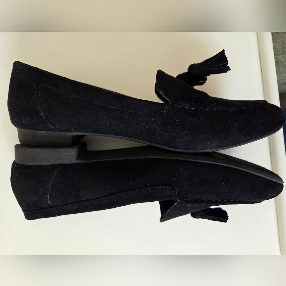 Fioni Ballet Flats Black Suede Leather Slip On Comfort Tassels Womens Size 6.5 - Picture 11 of 15
